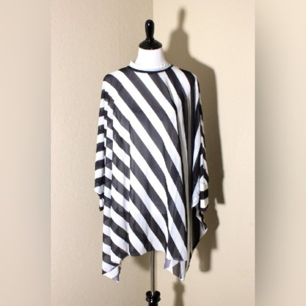 The Oblong Box Shop (TOBS) Lydia Black and White Stripe Caftan Top